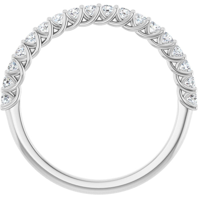 10K Gold Round Natural Diamond Woven-Design Anniversary Band – 1/8–1/3 CTW - White Gold - view 2