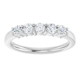 Platinum Round Natural Diamond Shared-Prong Five-Stone Anniversary Band – 3 mm Stones - view 3