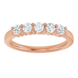 14K Gold Round Natural Diamond Shared-Prong Five-Stone Anniversary Band – 3 mm Stones - Rose Gold - view 3