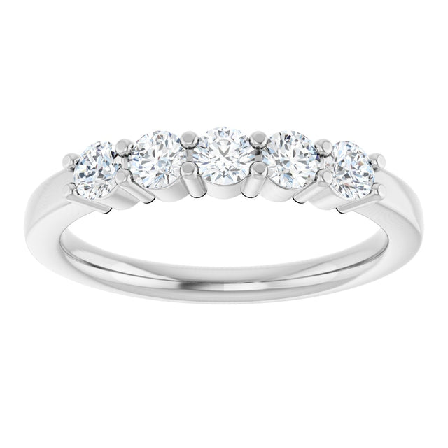 Platinum Round Lab-Grown Diamond Shared-Prong Five-Stone Anniversary Band – 3 mm Stones - view 3