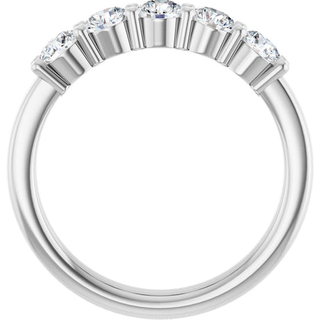 Platinum Round Lab-Grown Diamond Shared-Prong Five-Stone Anniversary Band – 3.5 mm Stones - view 2