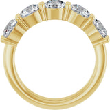 14K Gold Round Natural Diamond Shared-Prong Five-Stone Anniversary Band – 5.2 mm Stones - Yellow Gold - view 2