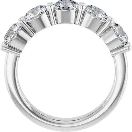 Platinum Round Natural Diamond Shared-Prong Five-Stone Anniversary Band – 5.2 mm Stones - view 2