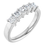 14K Gold Square Lab-Grown Diamond Shared-Prong Five-Stone Anniversary Band – 1/2–1 3/8 CTW - White Gold
