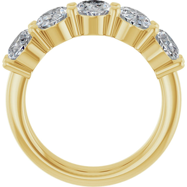 14K Gold Oval Lab-Grown Diamond Shared-Prong Five-Stone Anniversary Band – 7x5 mm Stones - Yellow Gold - view 2