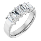 14K Gold Emerald Lab-Grown Diamond Shared-Prong Five-Stone Anniversary Band – 1 3/4–3 1/4 CTW - White Gold