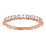 10K Gold Round Natural Diamond Woven-Design Anniversary Band – 1/8–1/3 CTW - Rose Gold - view 3