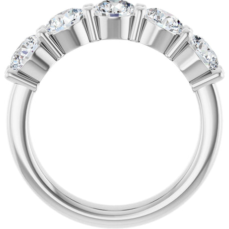Platinum Round Lab-Grown Diamond Shared-Prong Five-Stone Anniversary Band – 4.8 mm Stones - view 2
