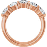 14K Gold Round Lab-Grown Diamond Shared-Prong Five-Stone Anniversary Band – 4.8 mm Stones - Rose Gold - view 2