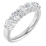 14K Gold Round Lab-Grown Diamond Shared-Prong Five-Stone Anniversary Band – 4.1 mm Stones - White Gold