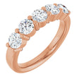 14K Gold Round Natural Diamond Shared-Prong Five-Stone Anniversary Band – 4.1 mm Stones - Rose Gold