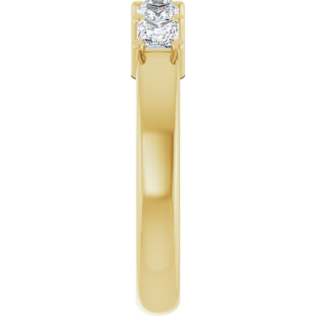 14K Gold Square Lab-Grown Diamond Shared-Prong Five-Stone Anniversary Band – 1/2–1 3/8 CTW - Yellow Gold - view 4