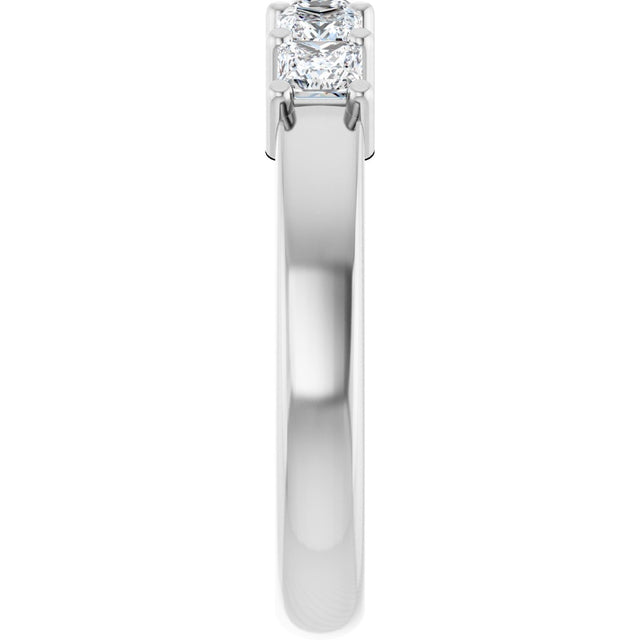 14K Gold Square Lab-Grown Diamond Shared-Prong Five-Stone Anniversary Band – 1/2–1 3/8 CTW - White Gold - view 4
