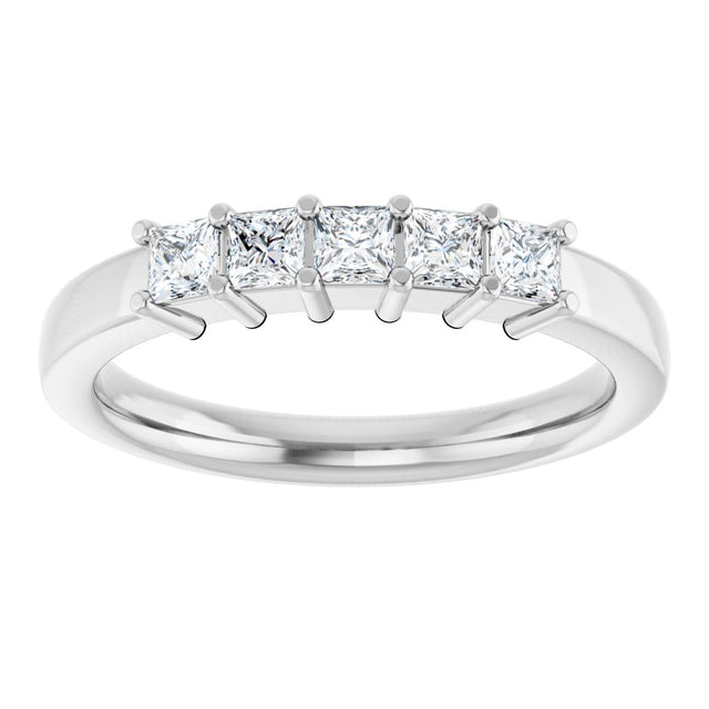 Platinum Square Natural Diamond Shared-Prong Five-Stone Anniversary Band – 1/2–1 CTW - view 3