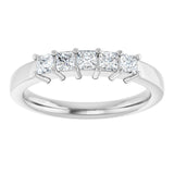 Platinum Square Lab-Grown Diamond Shared-Prong Five-Stone Anniversary Band – 1/2–1 3/8 CTW - view 3