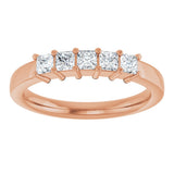 14K Gold Square Lab-Grown Diamond Shared-Prong Five-Stone Anniversary Band – 1/2–1 3/8 CTW - Rose Gold - view 3