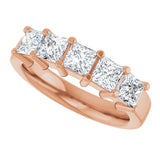 14K Gold Square Lab-Grown Diamond Shared-Prong Five-Stone Anniversary Band – 1/2–1 3/8 CTW - Rose Gold - view 5