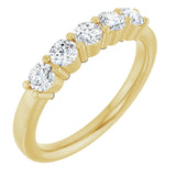 14K Gold Round Lab-Grown Diamond Shared-Prong Five-Stone Anniversary Band – 3.2 mm Stones - Yellow Gold