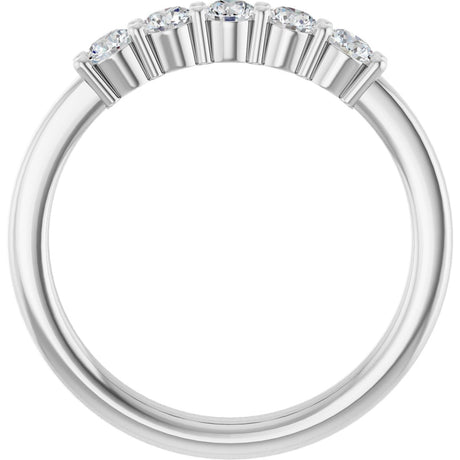 Platinum Round Natural Diamond Shared-Prong Five-Stone Anniversary Band – 2.75 mm Stones - view 2