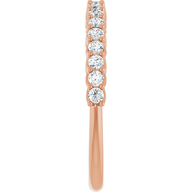 10K Gold Round Lab-Grown Diamond Woven-Design Anniversary Band – 1/8–1/3 CTW - Rose Gold - view 4