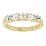 14K Gold Round Lab-Grown Diamond Shared-Prong Five-Stone Anniversary Band – 3.5 mm Stones - Yellow Gold - view 3