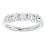 Platinum Round Lab-Grown Diamond Shared-Prong Five-Stone Anniversary Band – 3.5 mm Stones - view 3