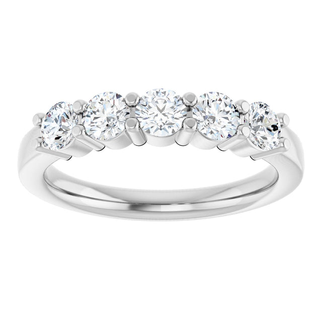 Platinum Round Lab-Grown Diamond Shared-Prong Five-Stone Anniversary Band – 3.5 mm Stones - view 3