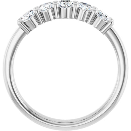 Platinum Oval Lab-Grown Diamond Shared-Prong Five-Stone Anniversary Band – 5x3 mm Stones - view 2