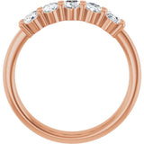 14K Gold Oval Lab-Grown Diamond Shared-Prong Five-Stone Anniversary Band – 5x3 mm Stones - Rose Gold - view 2