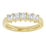 14K Gold Square Lab-Grown Diamond Shared-Prong Five-Stone Anniversary Band – 1/2–1 3/8 CTW - Yellow Gold - view 3