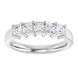 14K Gold Square Lab-Grown Diamond Shared-Prong Five-Stone Anniversary Band – 1/2–1 3/8 CTW - White Gold - view 3