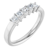 14K Gold Square Natural Diamond Shared-Prong Five-Stone Anniversary Band – 1/2–1 CTW - White Gold