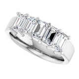 Platinum Emerald Lab-Grown Diamond Shared-Prong Five-Stone Anniversary Band – 1 3/4–3 1/4 CTW - view 5