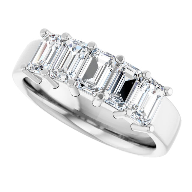 Platinum Emerald Lab-Grown Diamond Shared-Prong Five-Stone Anniversary Band – 1 3/4–3 1/4 CTW - view 5