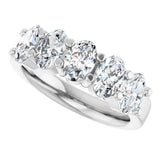 14K Gold Oval Lab-Grown Diamond Shared-Prong Five-Stone Anniversary Band – 6x4 mm Stones - White Gold - view 5