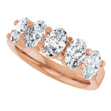 14K Gold Oval Lab-Grown Diamond Shared-Prong Five-Stone Anniversary Band – 6x4 mm Stones - Rose Gold - view 5