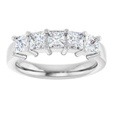 14K Gold Square Lab-Grown Diamond Shared-Prong Five-Stone Anniversary Band – 1/2–1 3/8 CTW - White Gold - view 3