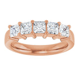 14K Gold Square Lab-Grown Diamond Shared-Prong Five-Stone Anniversary Band – 1/2–1 3/8 CTW - Rose Gold - view 3