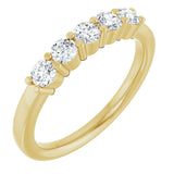 14K Gold Round Natural Diamond Shared-Prong Five-Stone Anniversary Band – 3 mm Stones - Yellow Gold