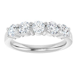 Platinum Round Lab-Grown Diamond Shared-Prong Five-Stone Anniversary Band – 3.8 mm Stones - view 3