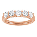 14K Gold Round Lab-Grown Diamond Shared-Prong Five-Stone Anniversary Band – 3.8 mm Stones - Rose Gold - view 3