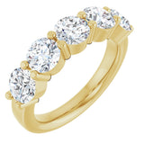 14K Gold Round Natural Diamond Shared-Prong Five-Stone Anniversary Band – 5.2 mm Stones - Yellow Gold