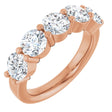 14K Gold Round Lab-Grown Diamond Shared-Prong Five-Stone Anniversary Band – 5.2 mm Stones - Rose Gold