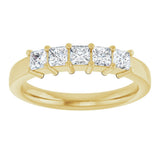 14K Gold Square Lab-Grown Diamond Shared-Prong Five-Stone Anniversary Band – 1/2–1 3/8 CTW - Yellow Gold - view 3