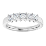Platinum Square Lab-Grown Diamond Shared-Prong Five-Stone Anniversary Band – 1/2–1 3/8 CTW - view 3