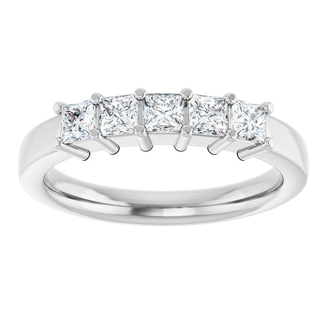 Platinum Square Lab-Grown Diamond Shared-Prong Five-Stone Anniversary Band – 1/2–1 3/8 CTW - view 3