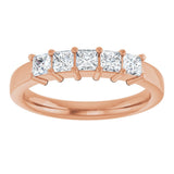 14K Gold Square Lab-Grown Diamond Shared-Prong Five-Stone Anniversary Band – 1/2–1 3/8 CTW - Rose Gold - view 3