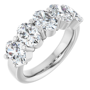 Platinum Oval Lab-Grown Diamond Shared-Prong Five-Stone Anniversary Band – 7x5 mm Stones