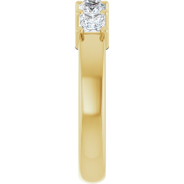 14K Gold Square Natural Diamond Shared-Prong Five-Stone Anniversary Band – 1/2–1 CTW - Yellow Gold - view 4