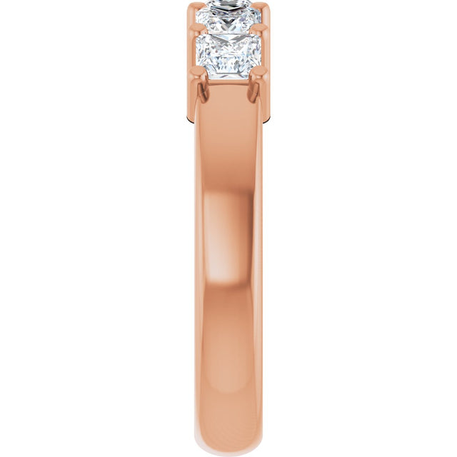 14K Gold Square Lab-Grown Diamond Shared-Prong Five-Stone Anniversary Band – 1/2–1 3/8 CTW - Rose Gold - view 4
